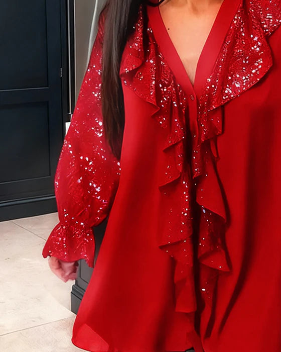 Bluzka Valentina – Elegancka bluzka szyfonowa z połyskującymi detalami