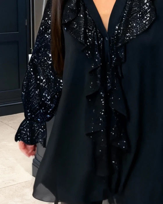 Bluzka Valentina – Elegancka bluzka szyfonowa z połyskującymi detalami