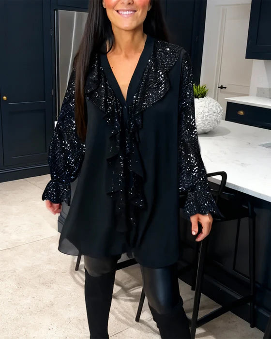 Bluzka Valentina – Elegancka bluzka szyfonowa z połyskującymi detalami