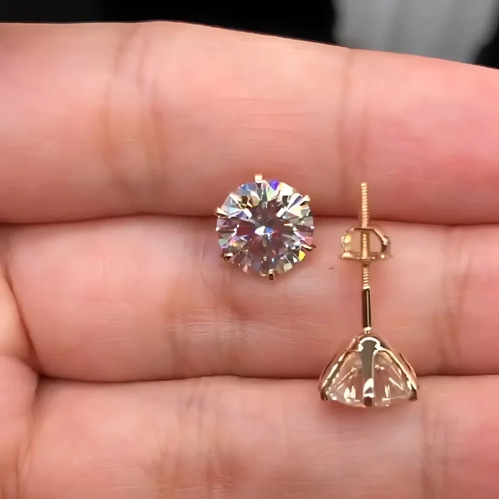 Large Zirconia Earrings with 18K Gold Finish