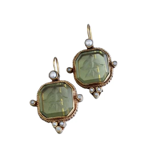 Vintage green and pearl earrings Regular price