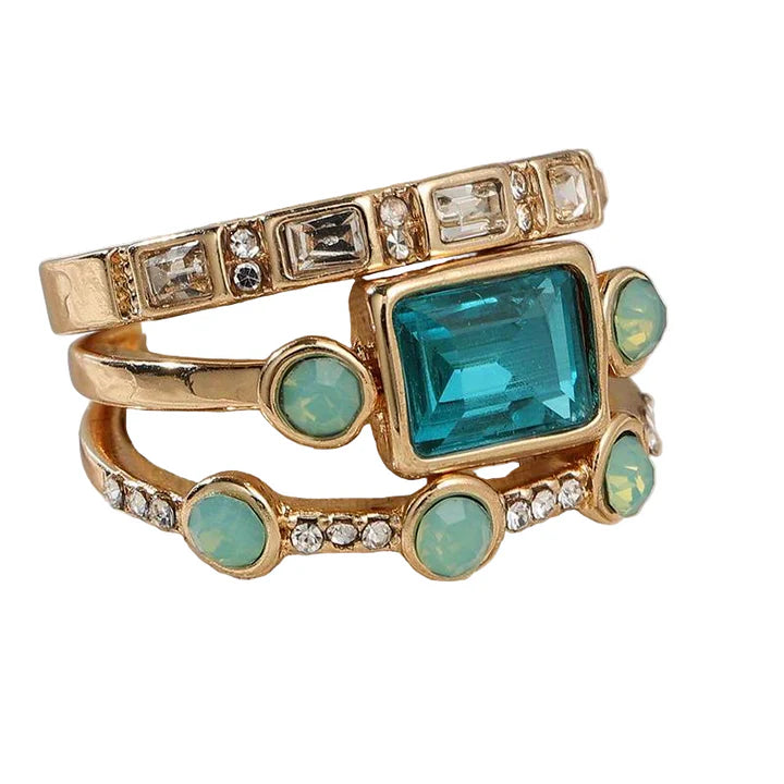 Vintage Blue Zirconium Ring Set